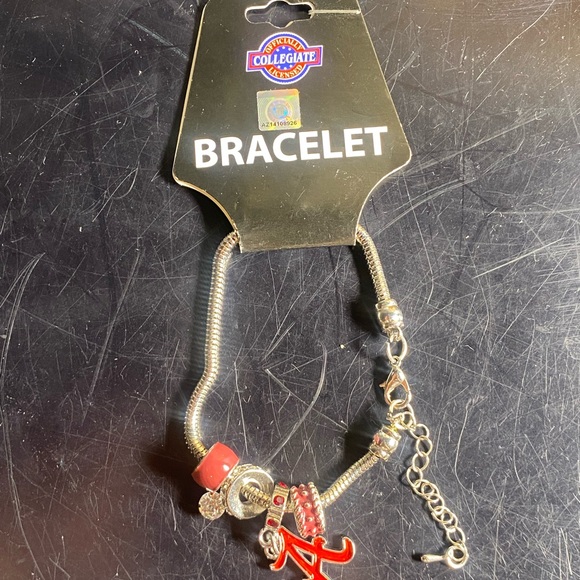 ALABAMA ROLL TIDE 2 Charms 3 Euro Bead Bracelet Game day Jewelry - Picture 1 of 2